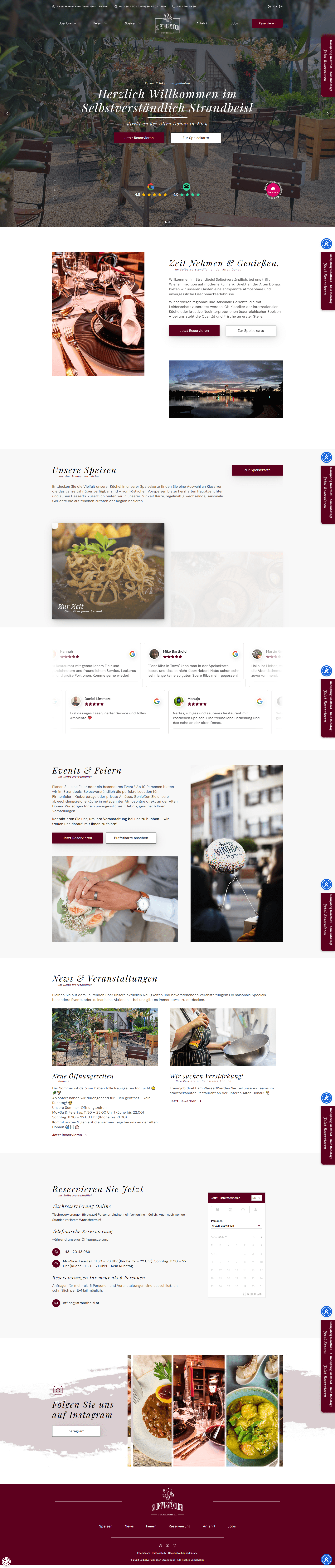 Modern website for Selbstverständlich beach hotel and restaurant